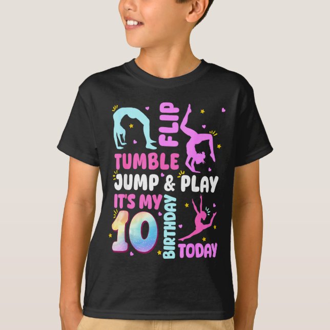 Kids 10 Year Old Bday Gymnast 10th Gymnastics Birt T-Shirt (Front)