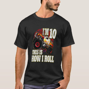 Kids 10 Year Old Birthday Loves Monster Truck T-Shirt