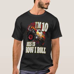 Kids 10 Year Old Birthday  Loves Monster Truck T-Shirt