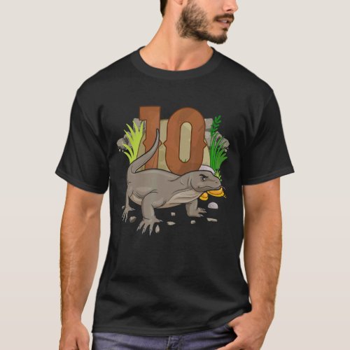 Kids 10 Year Old Komodo Dragon Reptile 10th Birthd T_Shirt