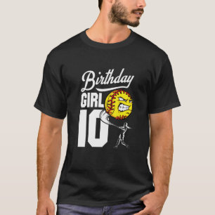 Kids 10 Year Old Softball Birthday Party Theme 10T T-Shirt
