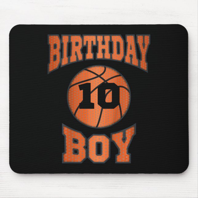 Kids 10th 10 ten years old happy birthday boy bask mouse pad (Front)