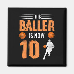 Kids 10th Birthday Basketball Player This Baller I Magnet