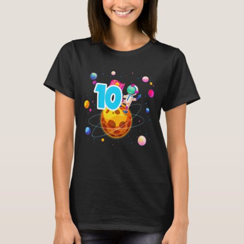 Kids 10th Birthday Boys 10 Years Planets Space Bir T_Shirt