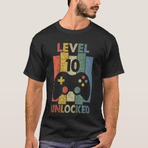 Kids 10th Birthday Boys Level 10 Unlocked Video T-Shirt