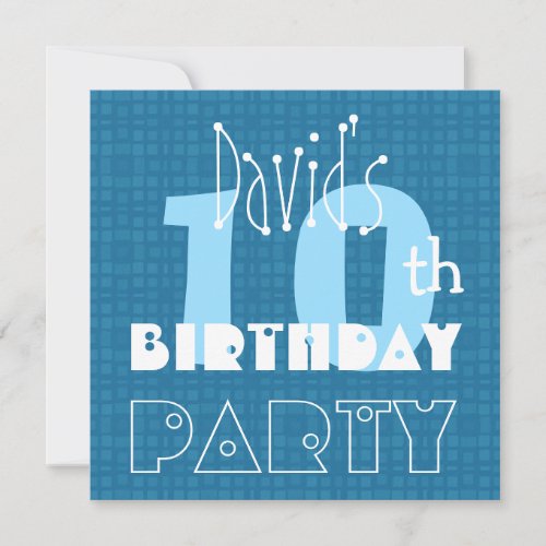 Kid's 10th Birthday Custom Name Blue and White V09 Personalized Announcements