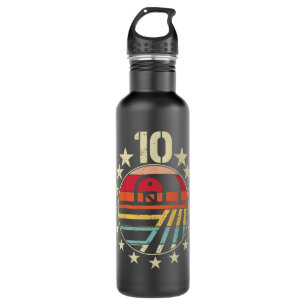 Kids 10th Birthday Farm Animal 10 Year Old Birthda Stainless Steel Water Bottle