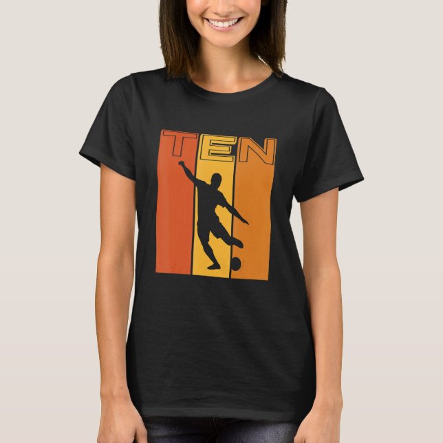 Kids 10th birthday football 10 years old soccer pl T-Shirt (Front)