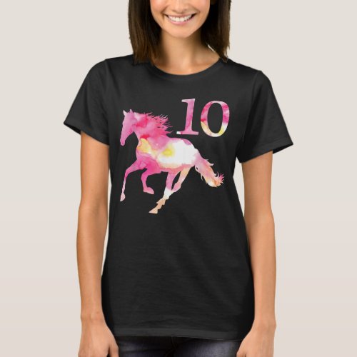 Kids 10th Birthday Horse Gift T_Shirt for 10 Year 