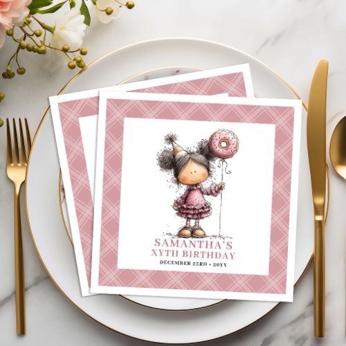 Kids 10th Birthday Party Funny Whimsy Girl Napkins