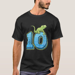 Kids 10th Birthday Party Lizard  Pet Reptile 10 Ye T-Shirt