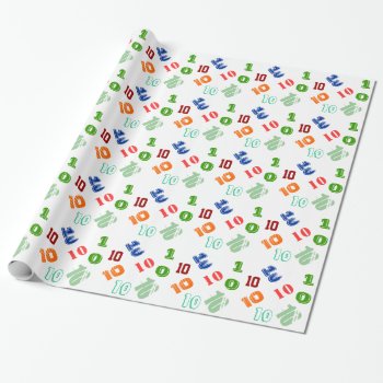 Kids 10th Birthday Personalize Age Wrapping Paper by mensgifts at Zazzle