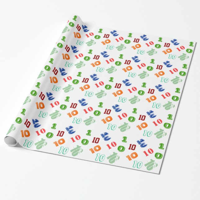 Kids 10th birthday personalize age wrapping paper (Unrolled)
