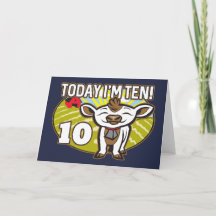 Kid's 10th Birthday Today I'm Ten! Cute Cow