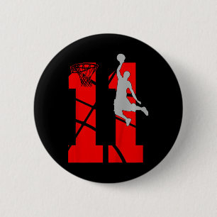 Kids 11 Year Old 11th Basketball Birthday PartyThe Button