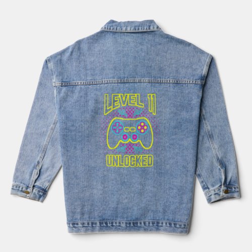 Kids 11 Year Old 11th Video Gamer Gaming Birthday  Denim Jacket