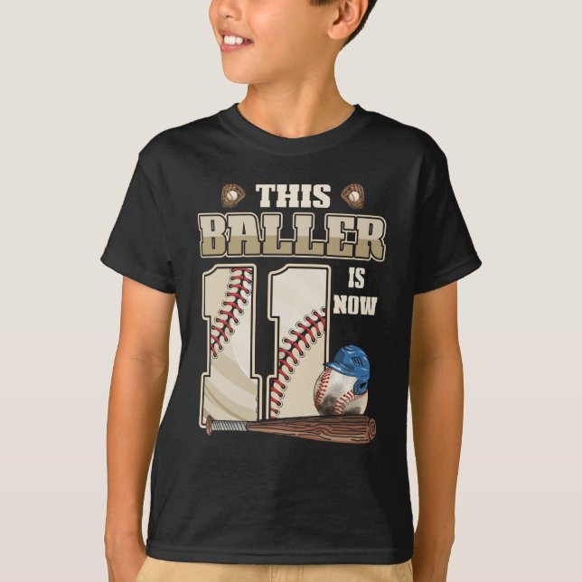 Kids 11th Birthday Baseball Boy Eleven Year Old T-Shirt (Front)
