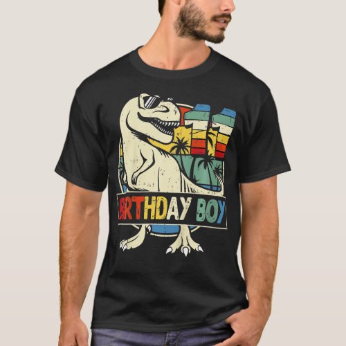 Kids 11th Birthday Boy Dino  Rex Dinosaur Boys Mat T_Shirt