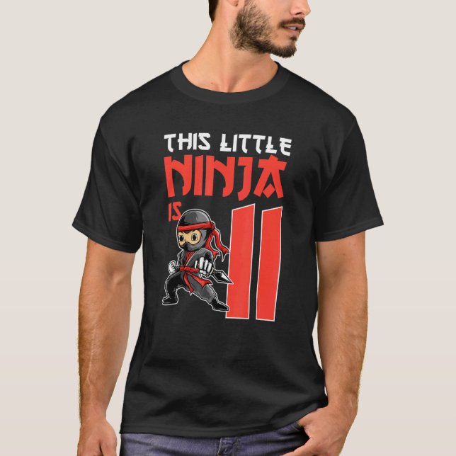 Kids 11th Birthday Ninja  11 Year Old Ninja Costum T-Shirt (Front)