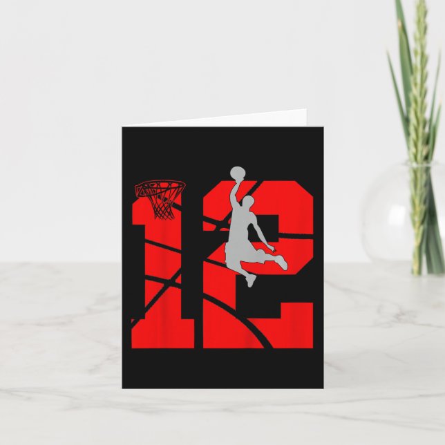 Kids 12 Year Old 12th Basketball Birthday PartyThe Card (Front)