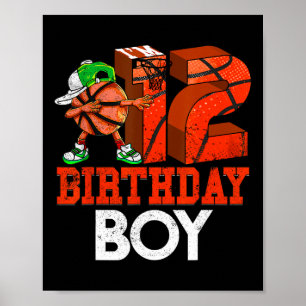 Kids 12 Year Old Bysketbyll Dabbing 12th Birthday  Poster