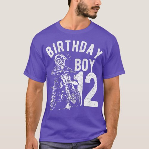 Kids 12 years old kid Birthday boy Dirt bike Motor T_Shirt