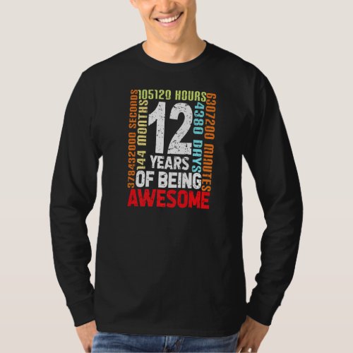 Kids 12th Birthday 12 Years Old Son 144 Months Old T_Shirt