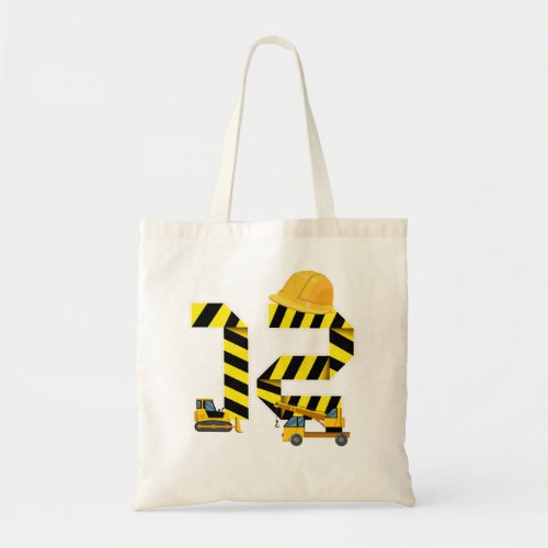 Kids 12th Birthday Construction Worker Constructio Tote Bag