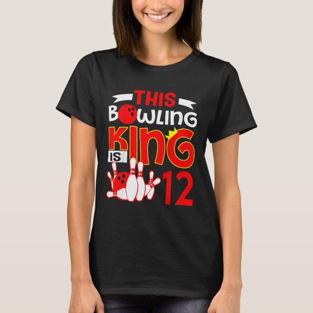 Kids 12th Birthday Graphic - This Bowling King Is  T-Shirt (Front)