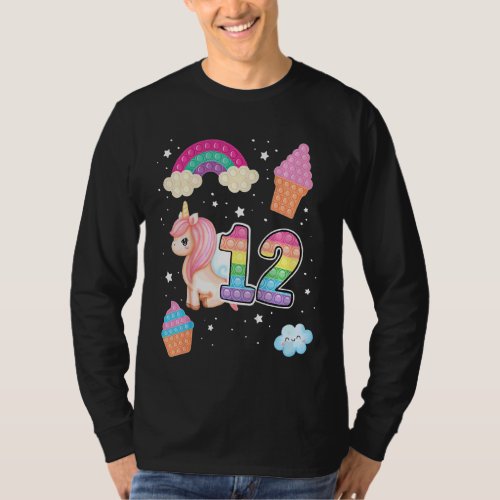 Kids 12th Magical Poppin Birthday Unicorn Popits 1 T_Shirt