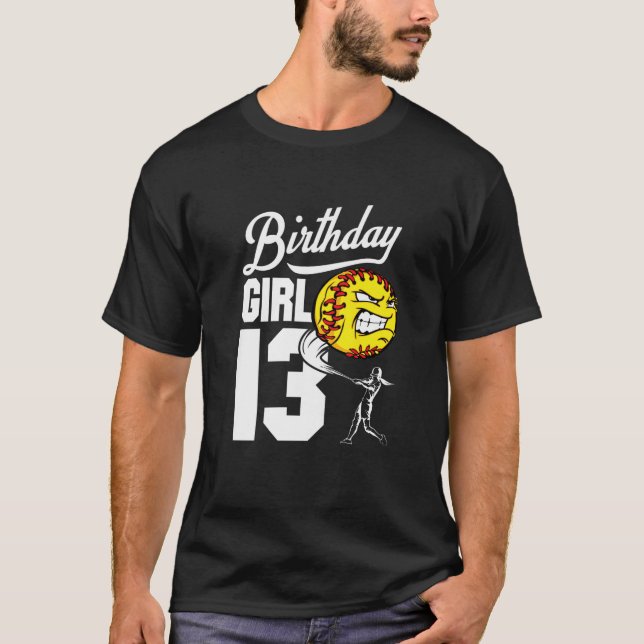 Kids 13 Year Old Softball Birthday Party Theme 13T T-Shirt (Front)
