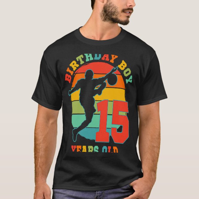 Kids 15 Year Old Soccer Birthday Party Themed 15th T-Shirt (Front)