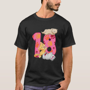 Kids 18th Birthday Kittens Balloon Cat Paw Themed  T-Shirt