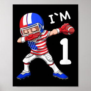 Kids 1 Birthday American Football Dabbing 1 Year O Poster