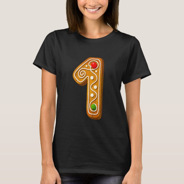 Kids  1 Cutest Capital Christmas Cookie Alphabet N T-Shirt (Front)