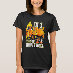 Kids 1 Year Old Birthday Concrete Mixer Truck T-Shirt
