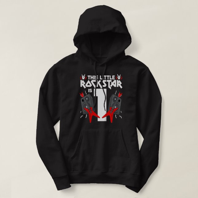 Kids 1 Year Old Rock And Roll Star Birthday Party  Hoodie (Design Front)