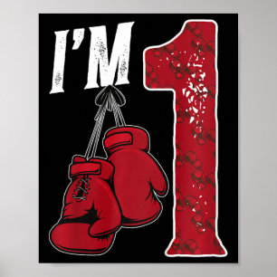 Kids 1st Birthday Boxing Boy One Year Old Boxer Poster