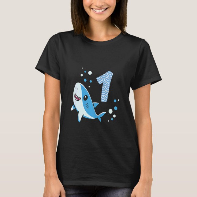 Kids 1st Birthday Boys Shark 1 years Old Ocean Sha T-Shirt (Front)