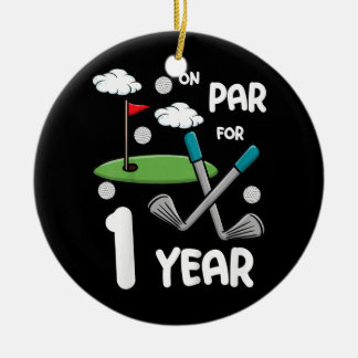 Kids 1st Birthday Golf Funny Golfer 1 Year Old Ceramic Ornament