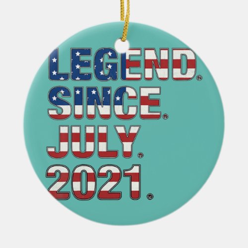 Kids 1st Birthday Legend Since July 2021 USA Flag Ceramic Ornament