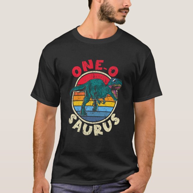 Kids 1st Birthday One O Saurus Tyrannosaurus Rex F T-Shirt (Front)
