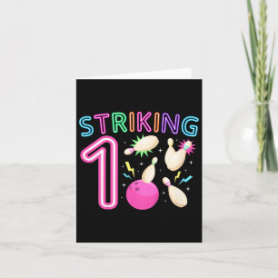 Kids 1st Birthday Party Bowling Girl 1 Year Old Bo Card