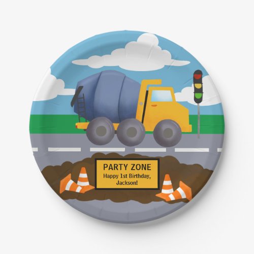 Kids 1st Birthday Party Construction Truck  Paper Plates