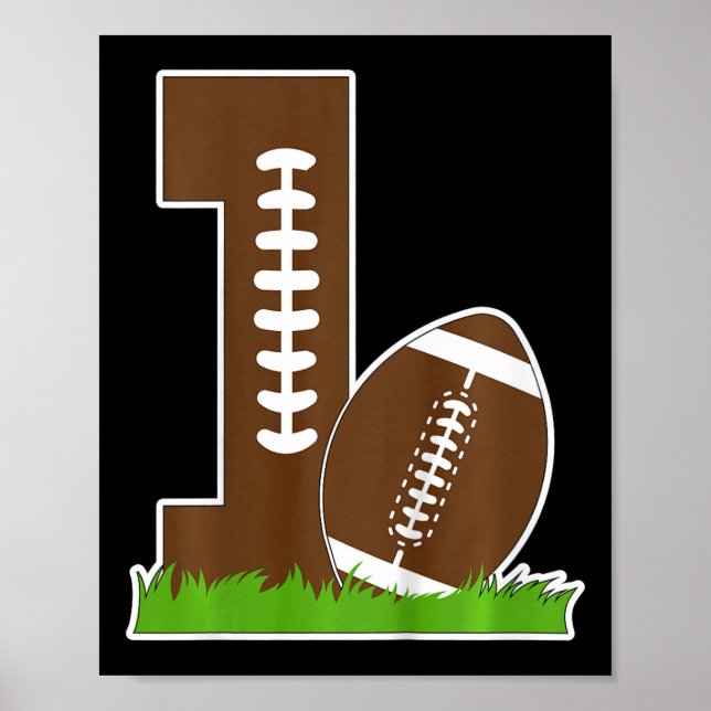Kids 1st Birthday Party Football Boy One Year Old  Poster (Front)