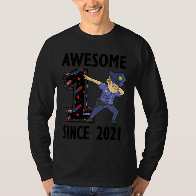 Kids 1st Birthday Party Policeman Boy Police Offic T-Shirt (Front)