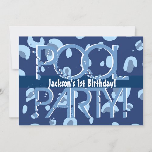 Kid's 1st Birthday Pool Party Blue White Template Custom Announcements