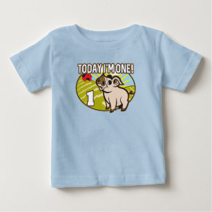 Kid's 1st Birthday Today I'm One! Cute Pig Baby T-Shirt