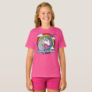 Kid's 1st Birthday Unicorn Rainbow Today I'm One T-Shirt