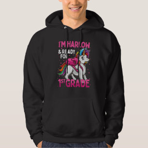 Kids 1st Grader Unicorn I'm Harlow And Ready For F Hoodie